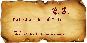 Melicher Benjámin névjegykártya
